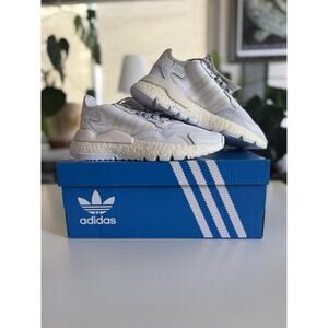 adidas Nite Jogger Triple White BD7676 Size 5/6.5W Sneakers